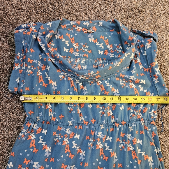 Fossil Blue Floral Dress Women's M Cotton Pockets - Picture 8 of 9